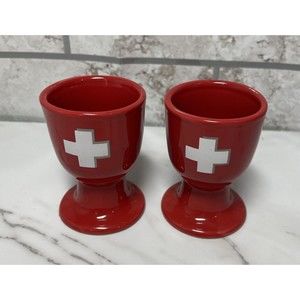 Set of 2 Doerig + Kreier Swiss Red Egg Cups